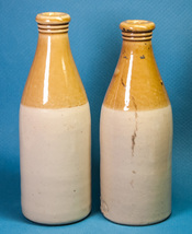 2 Antique Grosvenor &amp; Glasgow Ginger Beer Bottles Stoneware Scotland - £10.94 GBP
