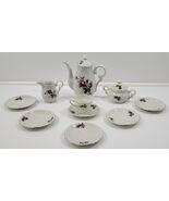 Q) Incomplete Vintage Lavender Moss Rose Bone China Tea Demitasse Cup Po... - $69.29