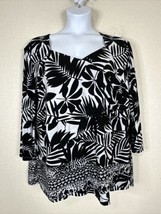 Draper&#39;s &amp; Damon&#39;s Womens Plus Size 3X Blk/Wht Floral Tiered Top 3/4 Sleeve - £14.17 GBP