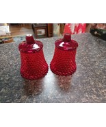 Set of 2 Vintage Ruby Red Hobnail Peg Votive Sconce Candle Holders - €21,48 EUR