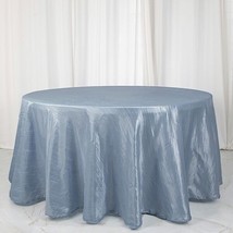 Dusty Blue 120&quot;&quot; Accordion Crinkle Taffeta Round Tablecloth Wedding Party Gift - £27.39 GBP