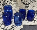 Lot Of 5 Vtg Cobalt Blue Glass Vicks Vaporub Bottles Medicine Embossed O... - $24.75