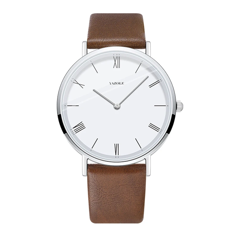 Mens Watch Leather Strap Ultra Thin Minimalist Watch For Men Casual Simp... - £14.00 GBP