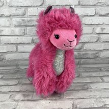 Build A Bear Stuffed 12&quot; Hot Pink Sparkle Llama Alpaca Plush Silver Accents - £12.94 GBP