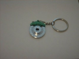 Green/ Chrome Brake Disc / Caliper Spinning Keychain Keyring Fob Drilled... - £4.67 GBP