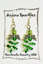 Skull Candy Earrings Green Howlite &amp; Glass Beads by Araina Sparkles #44 - £7.95 GBP