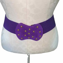 Prestige Vintage Elastic Studded Embellished Belt Purple  length 27&quot;, wi... - $18.50
