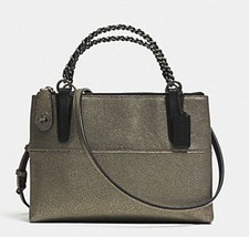 COACH F33619 Mini Turnlock Borough Bag w/ Chain, Metallic Leather w/Dust Bag NEW - £151.00 GBP