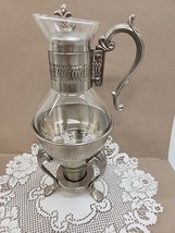 Vintage Pewterlite FB Rogers Pewter and Glass Coffee Tea Caraffe Warmer ... - $29.02