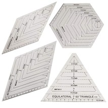 4 Pcs Quilting Ruler,Plastic Template Handmade Quilt Templates Hexagon S... - £22.81 GBP