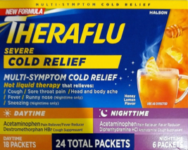 THERAFL SEVERE MULTI SYMPTOM COLD RELIEF DAY &amp; NIGHTTIME 24 PACKETS EXP ... - $28.60