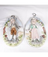 Ardco Girl and Boy Wall Plaques Japan Romantic Style - $16.83