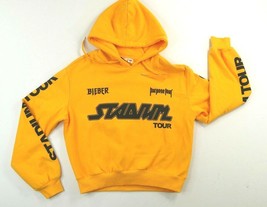 Justin Bieber Purpose Stadium Tour Cropped Hoodie Yellow Womens Size Small EUC - £47.55 GBP