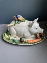 Fitz And Floyd 21st century “French Market” Pig soup Tureen &amp; Platter &amp; ... - $168.30