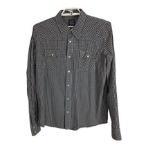 Hollister Mens Shirt Size XL Button Down Brown Blue Plaid Pearl Snaps Long Sleev - £22.31 GBP