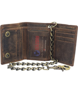 Men&#39;S RFID Blocking Trifold Vintage Leather Biker Chain Wallet with Snap... - €34,80 EUR