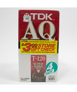 TDK VHS T-120AQ / VCR Videocassette Tapes (Lot Of 4) NEW - £10.71 GBP
