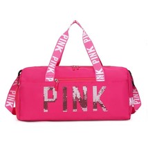 Oxford Travel Bag Stylish Pink Sequins Women&#39;s Fitness Training Sports Carry Bag - £25.27 GBP
