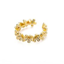 Floral Rings For Women Gold Silver Color Stainless Steel Cubic Zircon Ri... - £19.66 GBP