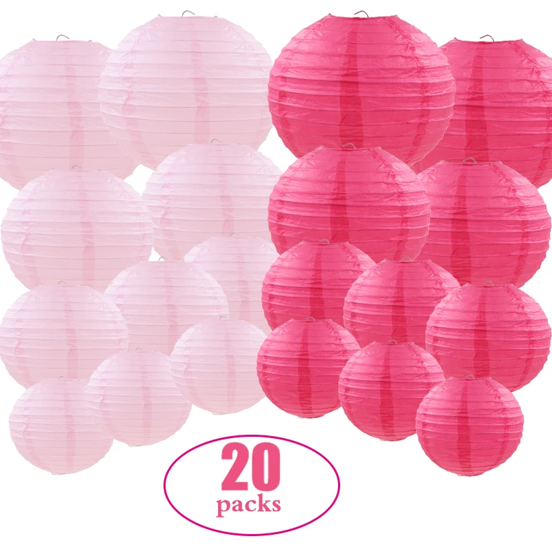 20 pcs 6&quot;-12&quot; Light Pink Rose Paper Lantern Chinese boule papier lampion Wedding - £96.38 GBP