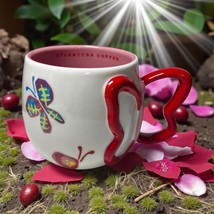 2007 Starbucks Butterfly Coffee Mug With Red Butterfly Shaped Handle 3&quot; ... - €17,10 EUR