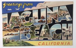 Large Letter Linen Laguna Beach Ca 1939 Curt Teich 9A-H1179 Vintage Postcard - $4.50