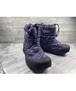 Bogs Snow boots Kids Youth 6 M B-Moc Little Texture Shoes Purple Dots Wa... - $38.64 CAD