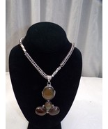 Vintage Heavy Sterling Necklace with Smokey Stone Pendant Mexico TA-69 1... - €381,20 EUR