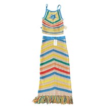 Mother Candy Stripe Cinch Tank Halter Top Fringe Midi Skirt Set size S N... - $440.00