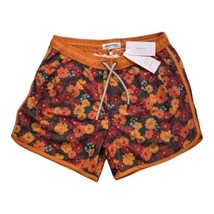 Maamgic Swim Trunks Orange Red Floral Netted Shorts Mens Size S 02 New With Tags - £18.21 GBP