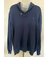 Vintage Tommy Hilfiger Sweater Men 2XL XXL Blue Striped Button Collar - $44.66 CAD