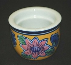 Stoneware Windowsill Planter Herb Garden Pot Purple &amp; Pink Flowers Small - $12.86