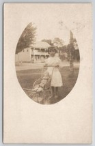 Vermont RPPC Cute Little Girl With Antique Doll In Stroller 1908 Postcard A49 - £13.54 GBP