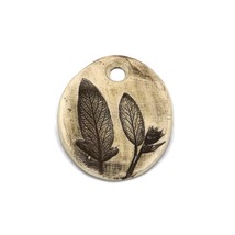 Handmade Ceramic Extra Large 85mm Statement Pendant For Necklace w/ Sage Leaves - £27.00 GBP