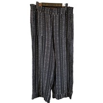 Time &amp; Tru Womens Medium 8/10 Wide Leg Heavy Linen Blend Pants Black - $12.79