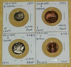 Trinidad Tobago Cameo Matte Coin 1971 1977 2007 Low Mint 1 5 10 25 Cent Fm Rare - £78.21 GBP
