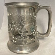 Detailed Pierced Pewter and Glass Dragon Stein Mug By Yim Kee 5” Tall - £35.57 GBP