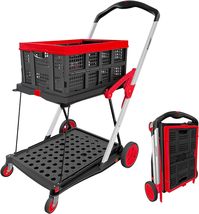 Foldable Shopping Cart with Wheels,Utility Cart with Storage Crate,Shopping Cart - £173.05 GBP