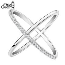 Effie Queen New Big Cross Zircon Ring Fashion Female Jewelry Infinity Sign Women - £7.01 GBP