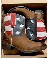 SHERYL CROW AMERICANA Half Calf PATRIOTIC Leather Cowboy Boots Size 8.5 ... - £98.77 GBP