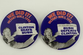 Vintage Political Pinback 1992 Presidential Campaign Button Lot CLINTON VS BUSH - £14.08 GBP