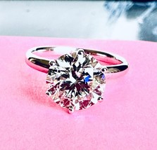 Solitaire Lab Grown Ring 3.03 Cts G VS1 Round Diamond Engagement 14k Whi... - $27,894.47 MXN