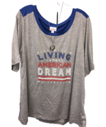 NEW LuLaRoe Large Gray “Living The American Dream”  Oversized Boyfriend Tee - $460.16 MXN