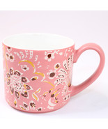 Pink And Yellow Floral Coffee Mug Tea Cup 14 oz Stoneware Colorful By Th... - $198.79 MXN
