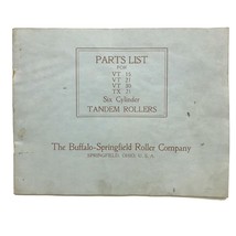 Vtg 1920s Buffalo Springfield Tandem Steam Roller Parts List Catalog - £54.14 GBP