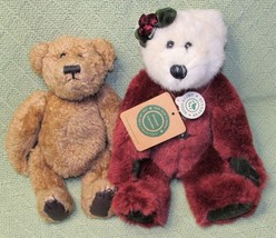 BOYDS PLUSH LOT TEDDY BEARS PLUSH 1997 CLASSIC JOINTED AND BURGUNDY BEAR... - $11.34