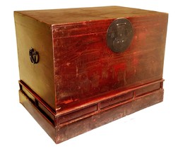 Antique Chinese Hand Painted  Red Trunk (2573), Circa 1800-1849 - £621.08 GBP