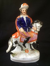 Antique Staffordshire Horse Figurine With Rider English Pottery Collectibles Old - £135.51 GBP