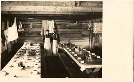 c1910 AZO RPPC Real Photo Postcard Of Logging Camp Dining Hall - $19.75