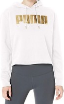 PUMA Womens Metallic Logo Fleece Hoodie Size X-Large Color Green - £34.80 GBP